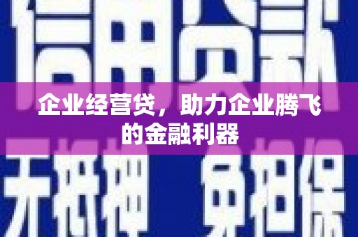 同安企业经营贷，助力企业腾飞的金融利器